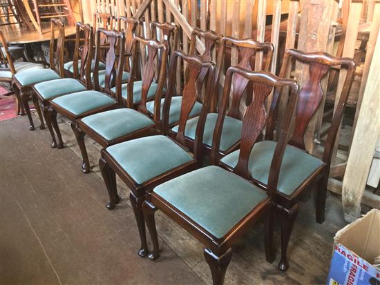 Set 12 George I style mahogany dining chairs